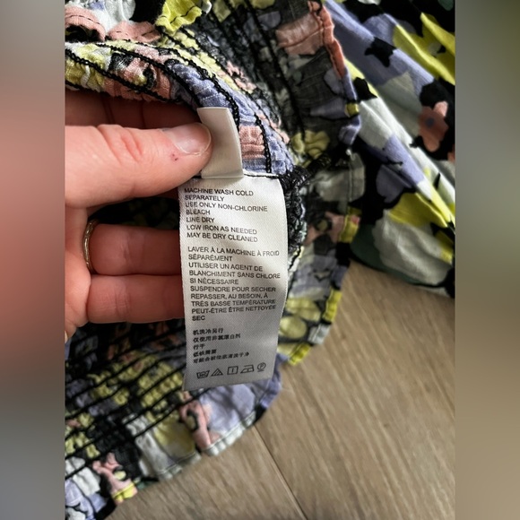 Free People Womens Ariana Floral Puff Sleeve Crop Blouse Retro Combo Size Medium - Picture 8 of 10